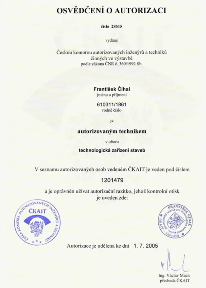 Osvědčení o autorizaci
